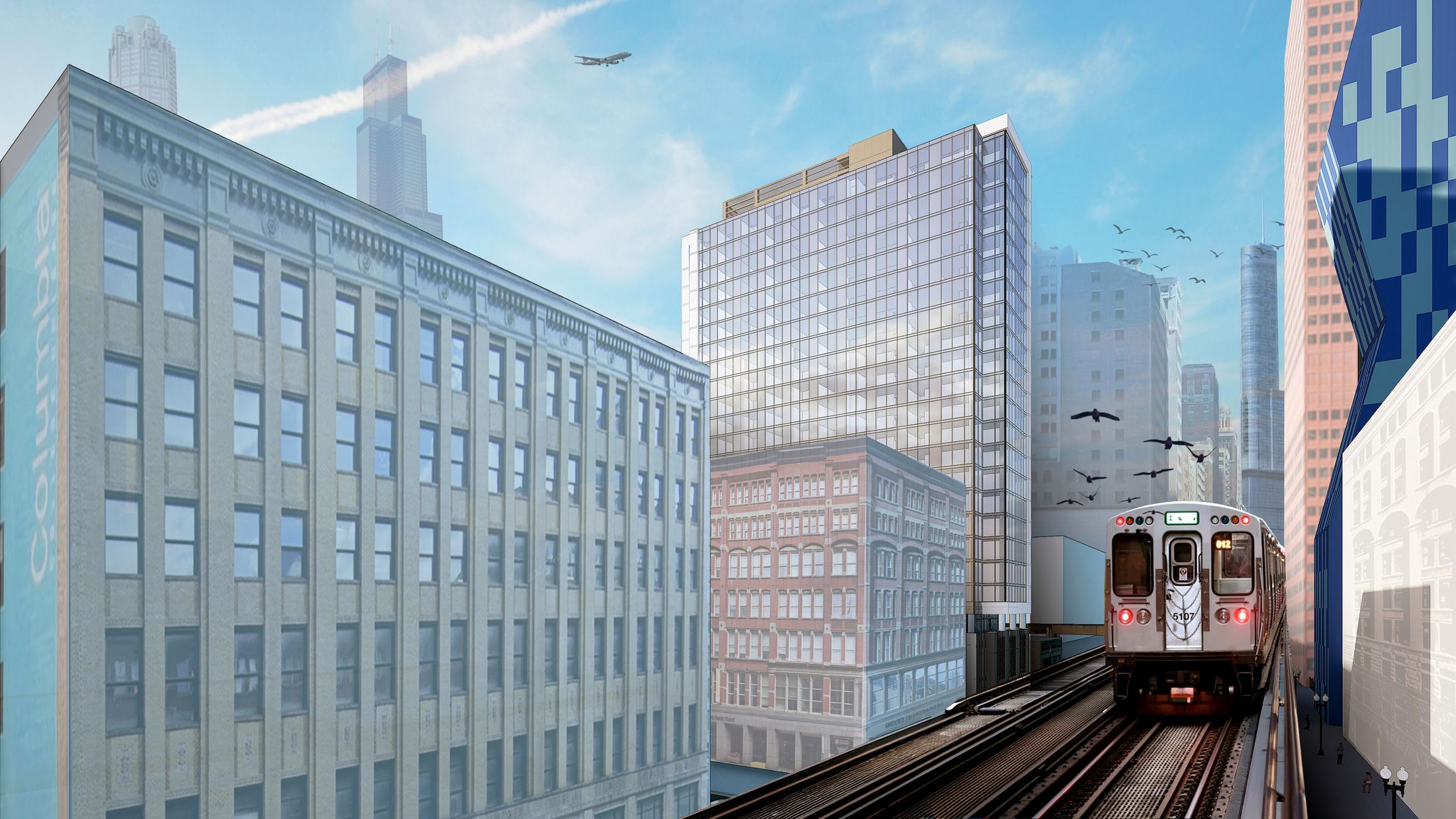 424 S Wabash from CTA elevated platform, Loop Chicago