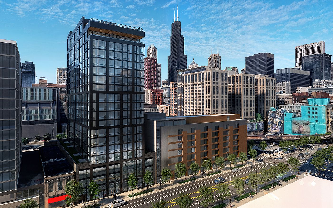 626 S Wabash aerial view, South Loop Chicago