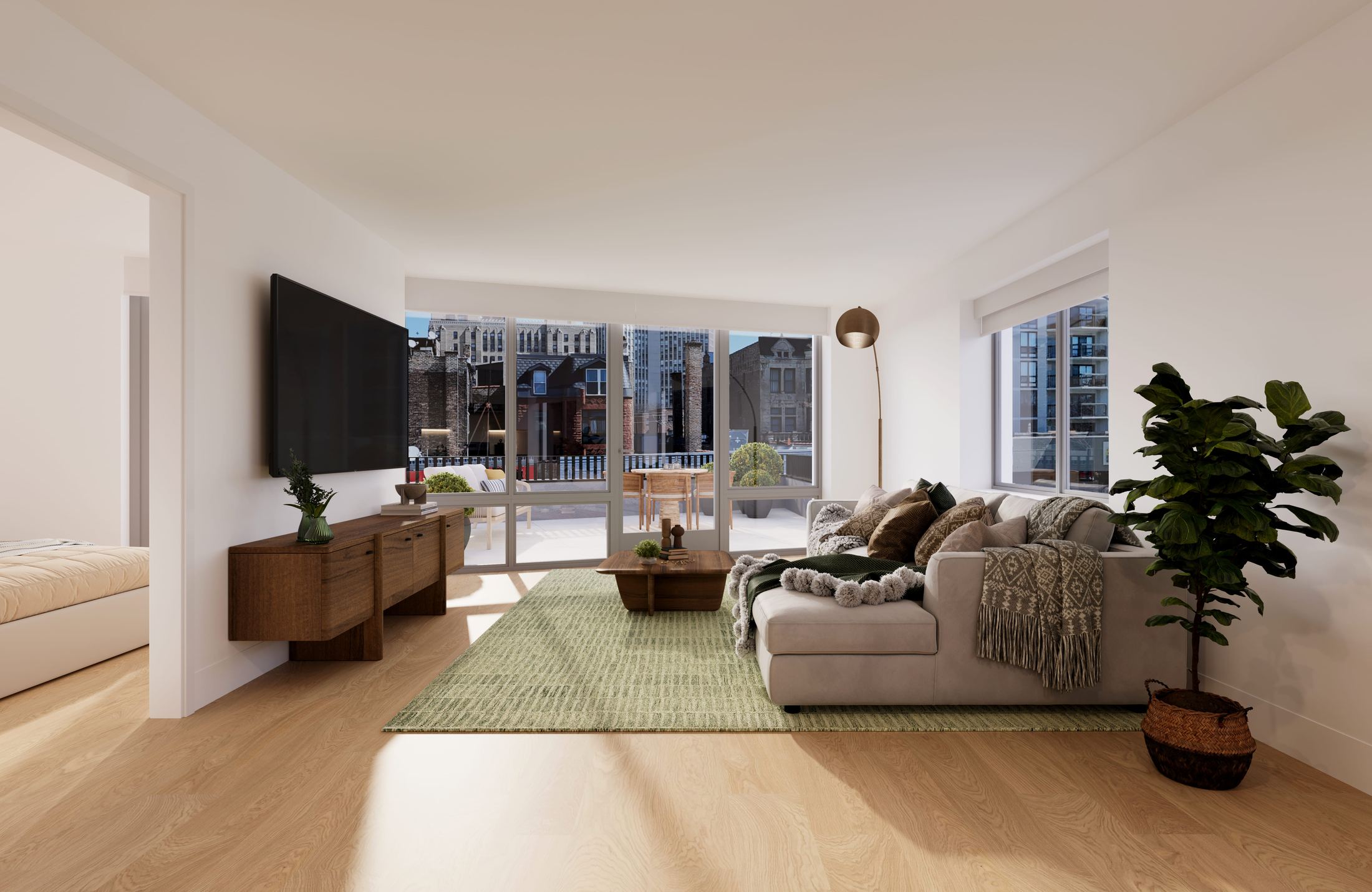 The Arris living room interior, Lincoln Park Chicago