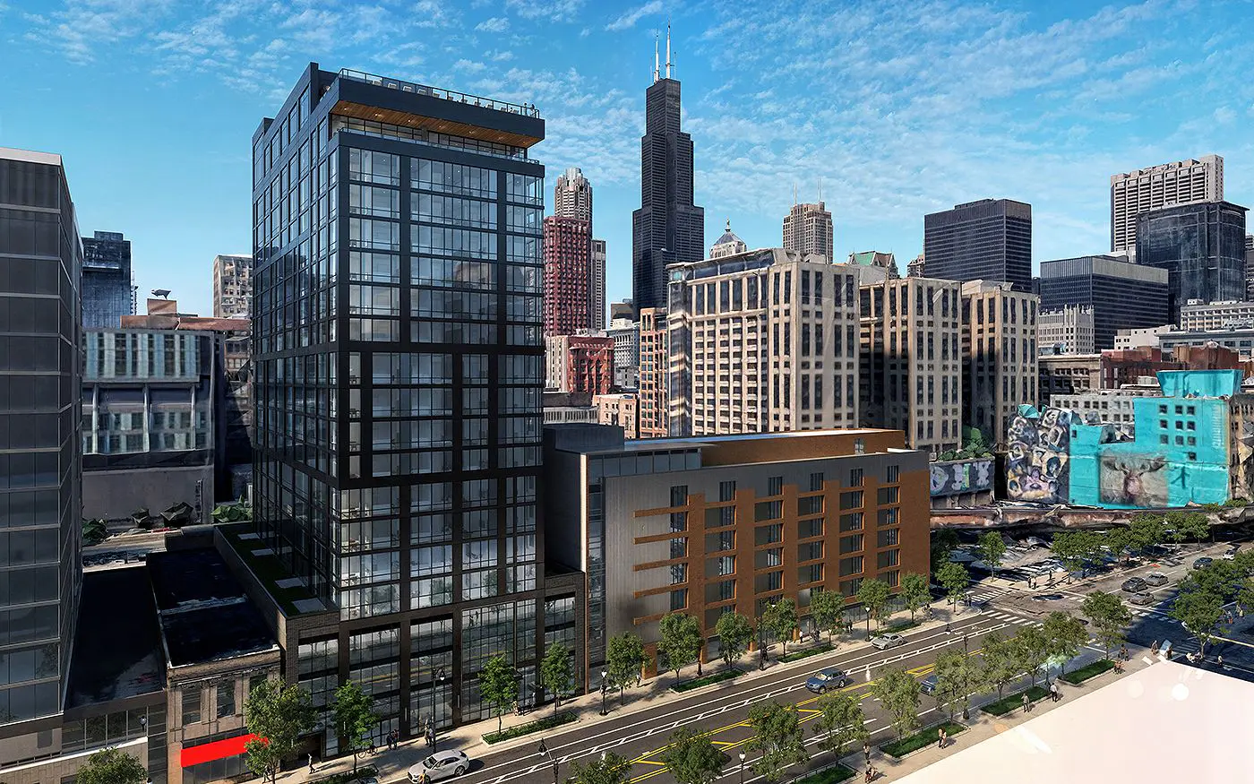 626 S Wabash aerial view, South Loop Chicago
