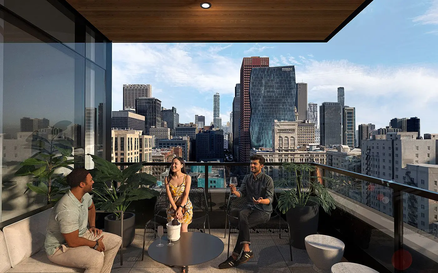 626 S Wabash Level 18 terrace with Chicago skyline views